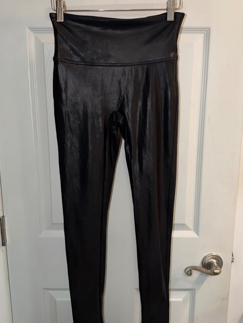 SPANX Faux Leather High Waisted Leggings Black Medium Petite